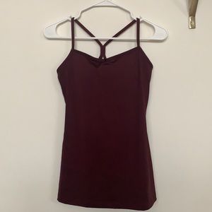 Maroon workout top with built in bra.